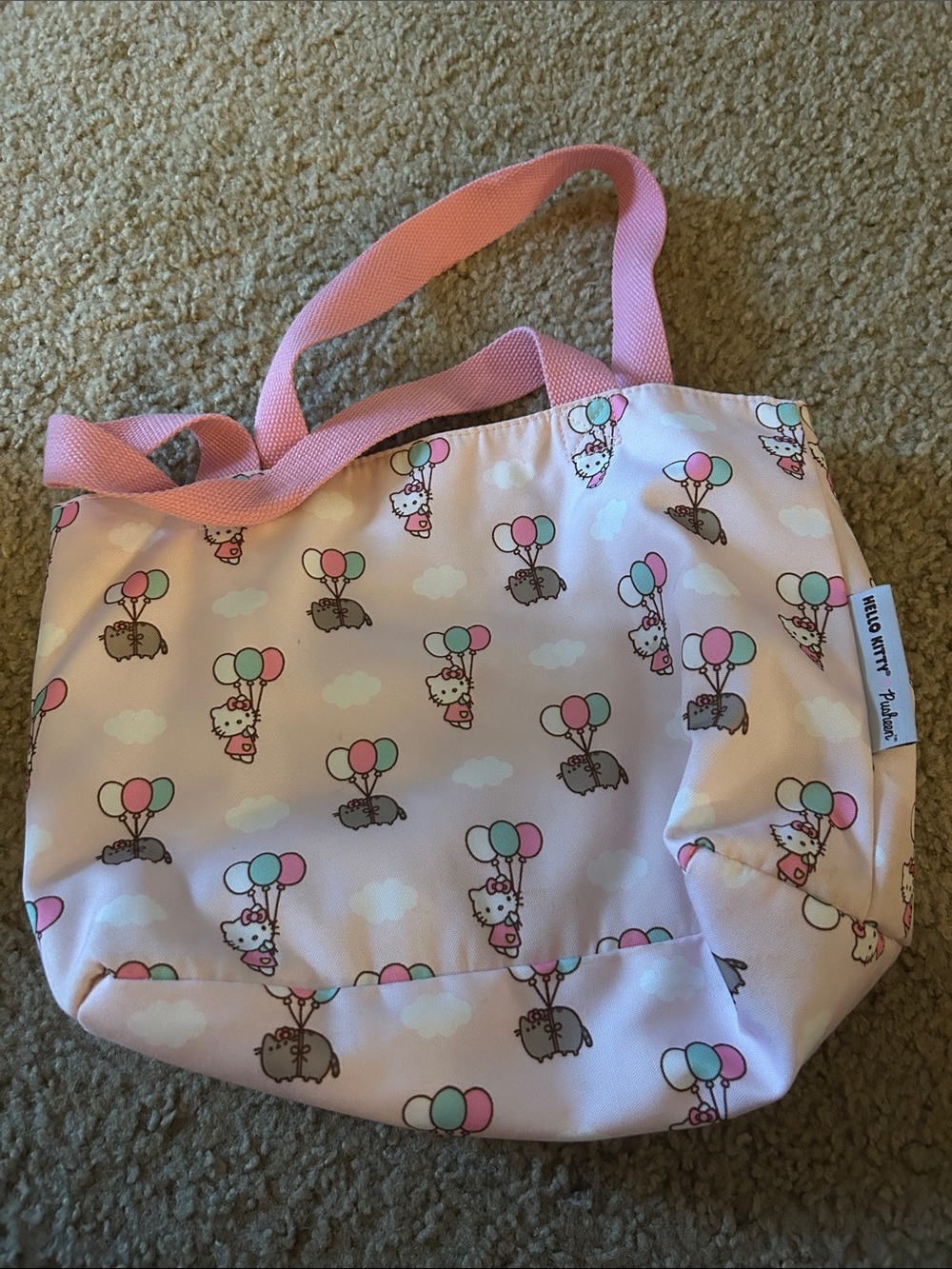 Hello Kitty and Pusheen Pink Kids Tote Bag with Balloon Print